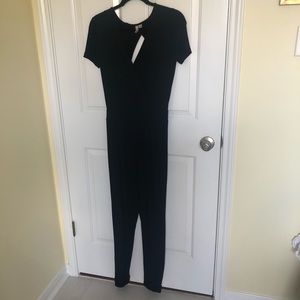 Black Jersey wrap jumpsuit with back cut out
